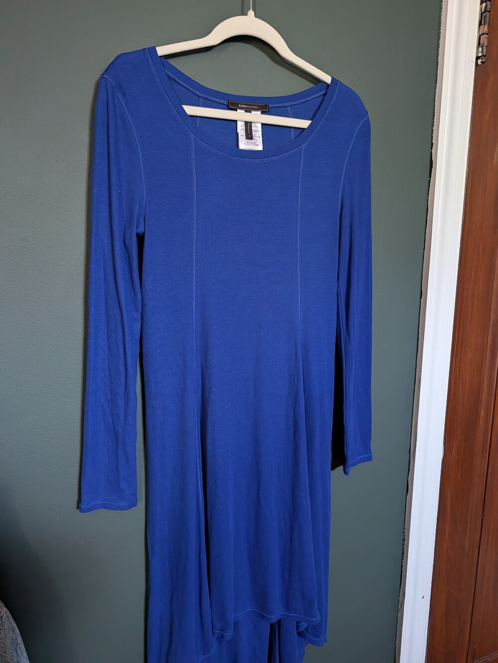 BCBGMaxAzria Royal Blue Long Sleeve Scoop Neck Dress
